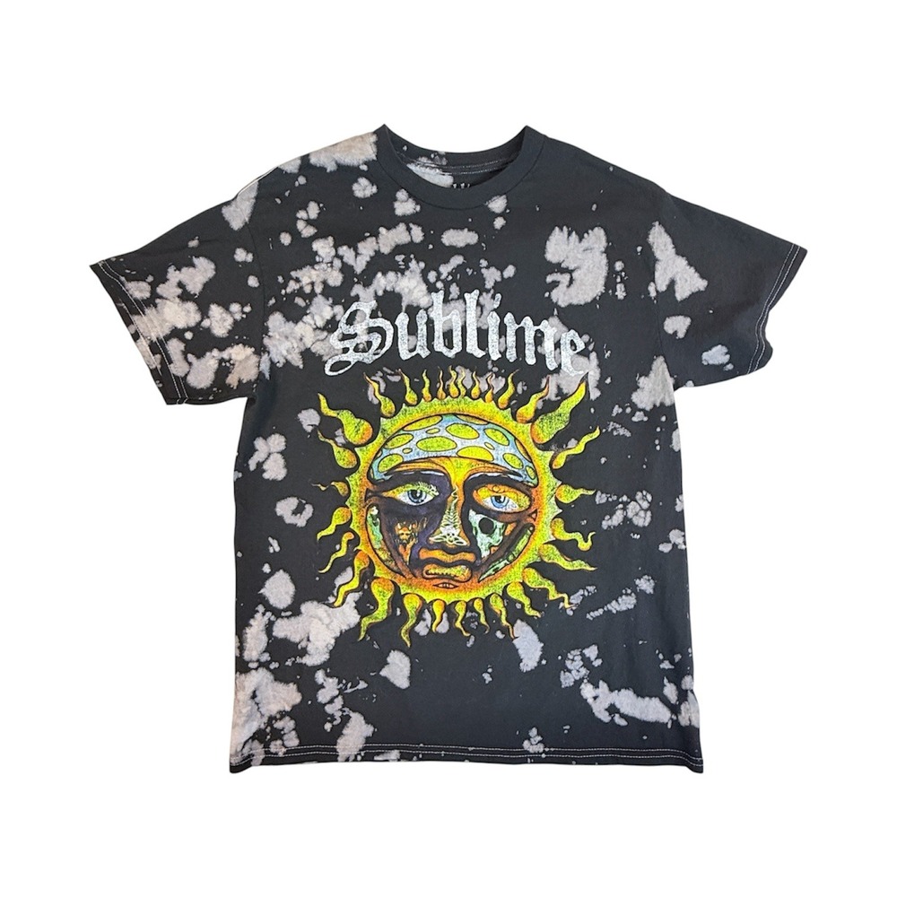 Sublime Graphic T-Shirt Men M Black Acid Wash Sun Logo Short Sleeve